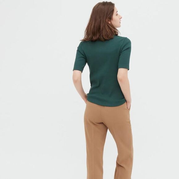 WISHLIST Women's For Keeps Basic Ribbed Crewneck T-Shirt Green - Picture 3 of 5